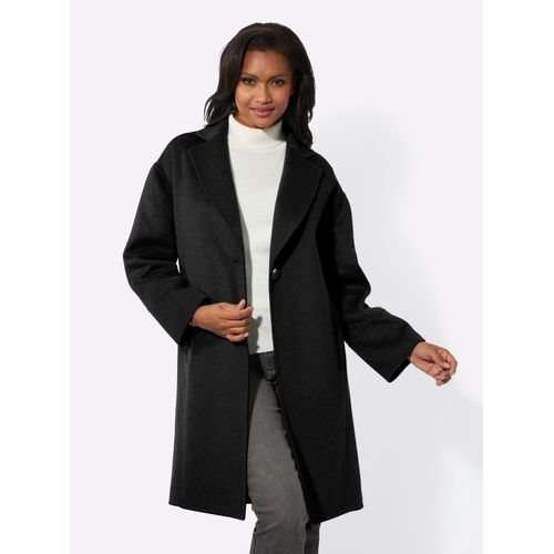 Kurzmantel INSPIRATIONEN, Damen, Gr. 40, schwarz, 70% Polyester, 30% Wolle, unifarben, unifarben mit Farbeinsatz, unifarben mit Farbeinsätzen, Mäntel