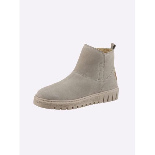 Stiefelette CASUAL LOOKS, Damen, Gr. 37, grau (taupe), Veloursleder, Glattleder, modisch, Schuhe