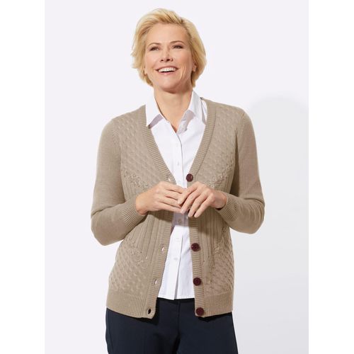Strickjacke CLASSIC, Damen, Gr. 42, beige, 100% Polyacryl, unifarben, Strickjacken