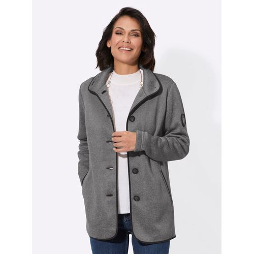 Fleecejacke CASUAL LOOKS, Damen, Gr. 36, grau (grau, meliert), 100% Polyester, Paspelierung:100% Polyester, meliert, Langarm, Jacken