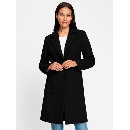 Wollmantel HEINE, Damen, Gr. 38, schwarz, 80% Wolle, 20% Polyamid, unifarben, unifarben mit Farbeinsatz, unifarben mit Farbeinsätzen, Mäntel