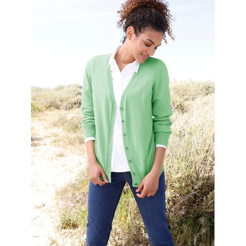 Strickjacke CASUAL LOOKS, Damen, Gr. 36, grün (apfel), 100% Baumwolle, unifarben, Langarm, Strickjacken