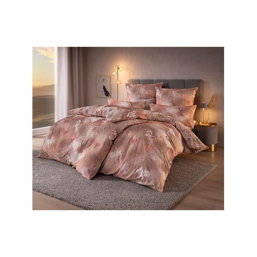 Bettwäsche ESTELLA Gr. 1, orange (papaya, terra, bedruckt), B/L: 135cm x 200cm, 3-teilige Garnitur St., 3-teilige Garnitur St., Interlock-Jersey, B/L: 80cm x 80cm, Interlock-Jersey, 100% Baumwolle, Bettwäsche
