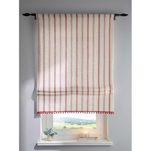 Raffrollo HEINE HOME Gr. 2, beige (natur, rot), B:60cm H:140cm, Raffrollos
