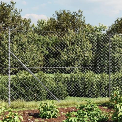 [Home] Maschendrahtzaun mit Bodenflansch Silbern 1,4x25 m , Neue Mode 2024 im häuslichen Leben