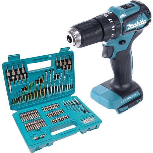 Makita DHP 483 Z Akku Schlagbohrschrauber 18 V 40 Nm Brushless + 102 tlg. Bit Bohrer Set - ohne Akku, ohne Ladegerät