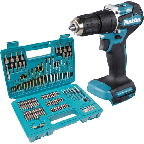 Makita DHP 487 Z Akku Schlagbohrschrauber 18 V 40 Nm Brushless + 102 tlg. Bit Bohrer Set - ohne Akku, ohne Ladegerät