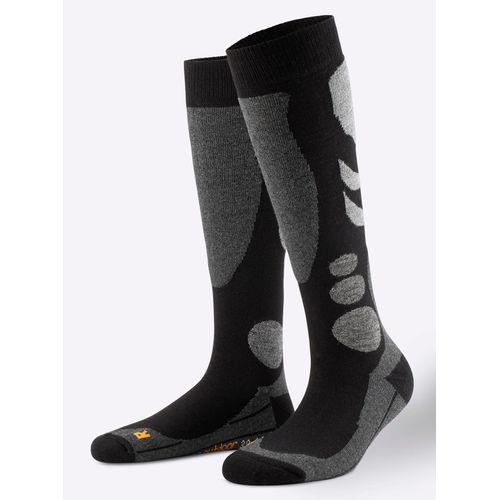 Skisocken MUSTANG, Damen, Gr. 2/39, grau (schwarz, anthrazit), 47% Polyester, 31% Polyacryl, 12% Polyamid, 9% Wolle, 1% Elasthan, Socken