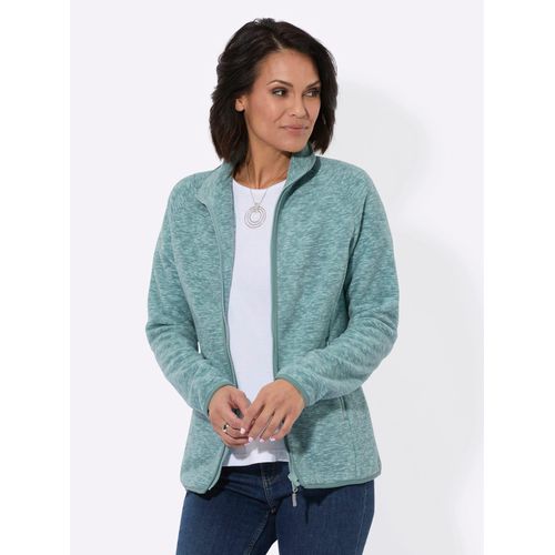 Fleecejacke CASUAL LOOKS, Damen, Gr. 36, blau (mint, jade, bedruckt), 100% Polyester, meliert, Langarm, Jacken
