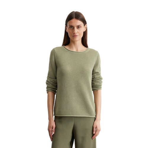 Rundhalspullover MARC O'POLO, Damen, Gr. S, smooth sage, Strick, Obermaterial: 100% Baumwolle, casual, regular fit, Rundhals, Langarm Bündchen, Pullover, mit gerollten Kanten an Rundhalsausschnitt, Ärmelabschluss und Saum
