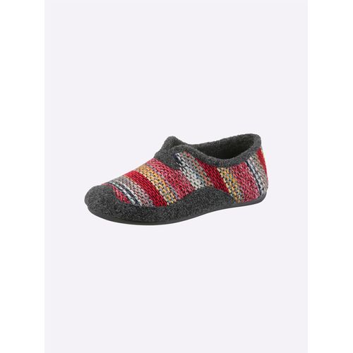 Hausschuh WALDLÄUFER, Damen, Gr. 41, rot (rot, gestreift), Textil, Basic, Schuhe