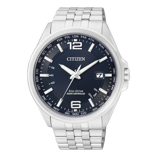 Funkuhr CITIZEN, silber (silberfarben), Armbanduhren, Herren, Armbanduhr, Herrenuhr, Solar, Edelstahlarmband, Saphirglas, Datum