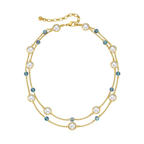 Collier LADY, blau, Halsketten, Damen, Metall