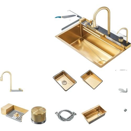 Edelstahl Küchenspüle, Einzelbecken, Montagemethode, 75x45x21cm, Gold