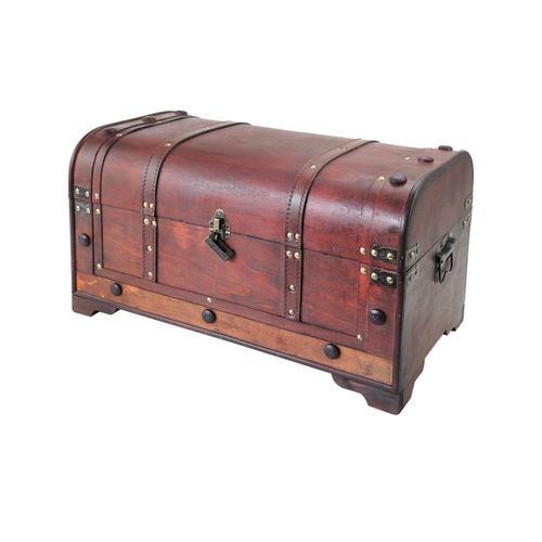 HMF 6402-154 Vintage Holztruhe mit Schloss, 54 x 28 x 30 cm, Mexiko