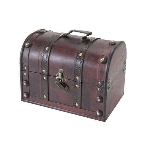 HMF 6404-130 Schatztruhe aus Holz mit Schloss, 30 x 20 x 22 cm, Italien