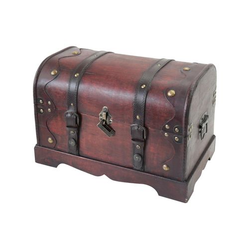 HMF 6403-140 Schatztruhe aus Holz mit Schloss, 40 x 23 x 27 cm, Groß, Kambodscha