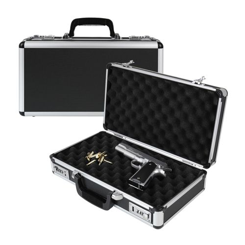 HMF 14403-02 Alu Waffenkoffer für Pistolen mit Zahlenschloss, 42 x 26 x 12 cm, Schwarz