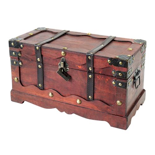 HMF 6400-140 Schatztruhe aus Holz mit Schloss, 40 x 19 x 22 cm, Frankreich