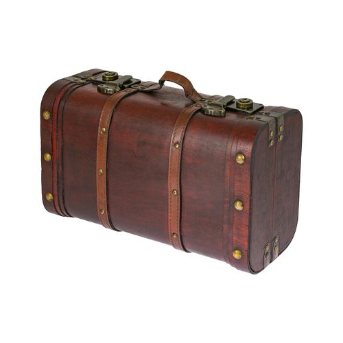 HMF 6412-140 Schatztruhe aus Holz, Vintage Koffer, 40 x 23,5 x 16,5 cm, Peru