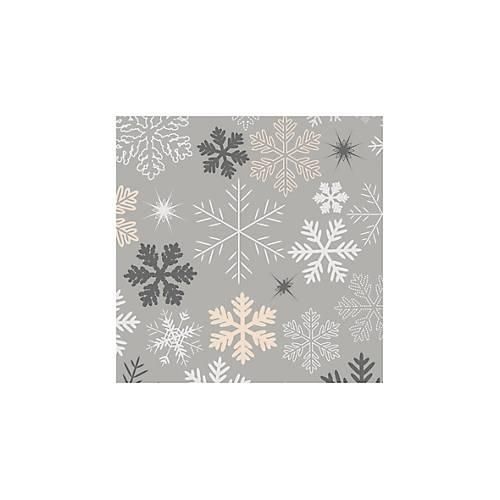 Servietten Papstar ROYAL Collection Snowflakes, 3-lagig, 1/4 Falz, saugfähig, reißfest, B 330 x H 330 mm, Recyclingpapier, grau, 20 Stück