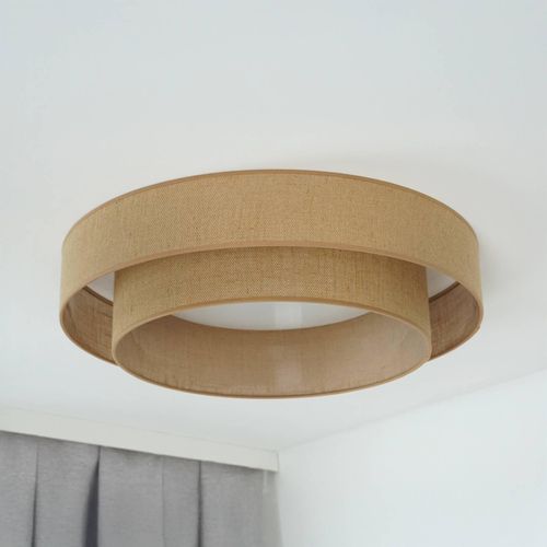 LED-Deckenleuchte Luneta, Jute, braun, Ø 60 cm, 3-step-dim