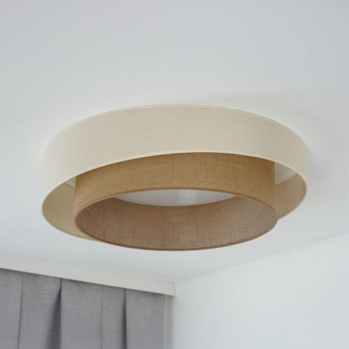 LED-Deckenleuchte Luneta S, Jute, beige/braun, Ø 60 cm