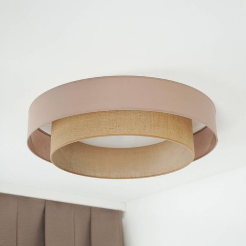 LED-Deckenleuchte Luneta, Jute, braun, Ø 60 cm, 3-step-dim