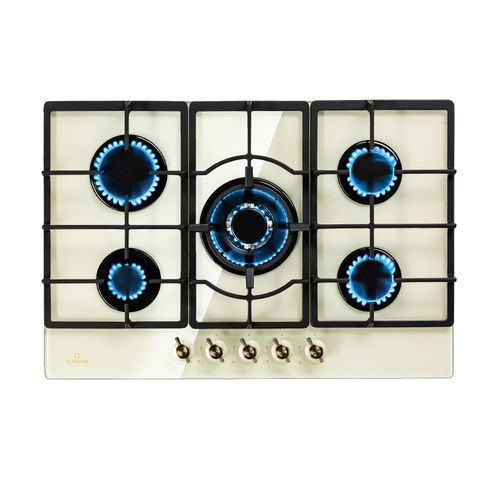 Victoria 5 Gaskochfeld 5-flammig Sabaf-Brenner Glaskeramik Retro-Look