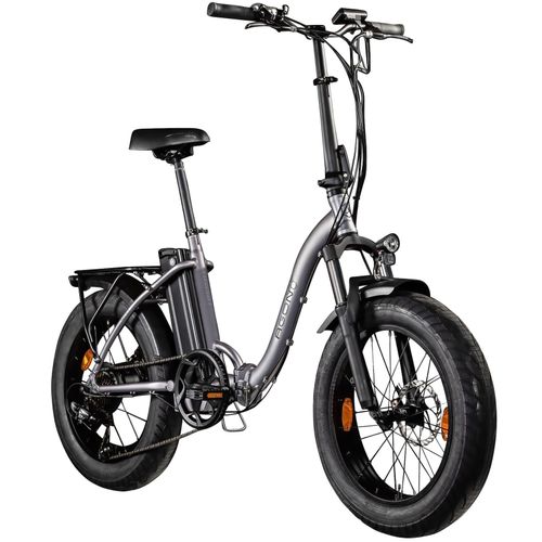 Agon Aurevia E Bike Klapprad 20 Zoll Pedelec für Damen Herren 155 - 195 cm Elektrofahrrad Faltrad 7 Gang Fatbike StVZO violettgrau