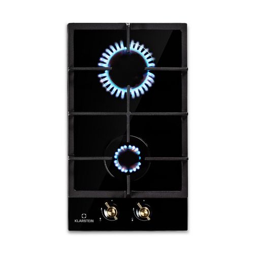 Victoria Domino Gaskochfeld 2-flammig Sabaf-Brenner Glaskeramik Retro-Look