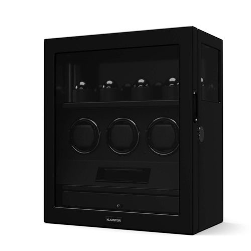 SecureTouch Uhrenbeweger 3+4 Uhren Mabuchi Motor Klavierlack 41 Modi Schloss LEDs Schwarz