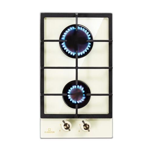 Victoria Domino Gaskochfeld 2-flammig Sabaf-Brenner Glaskeramik Retro-Look