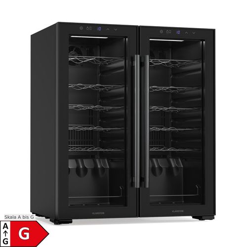 Shiraz Weinkühlschrank 2 Kühlzonen LED-Beleuchtung Touch-Control freistehend Schwarz 36 Flaschen 2 Kühlzonen