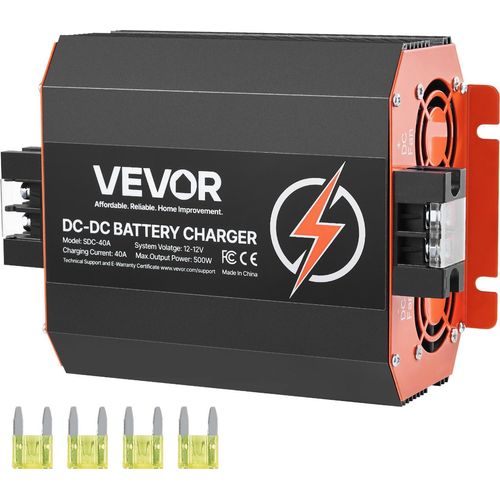 VEVOR 12 V 40 A DC/DC-Batterieladegerät, 500 W, für Blei-Säure-, Lithium-, AGM-, GEL- und Nassbatterien, intelligentes mehrstufiges Laden, für Wohnmobile, Nutzfahrzeuge, Boote, Yachten