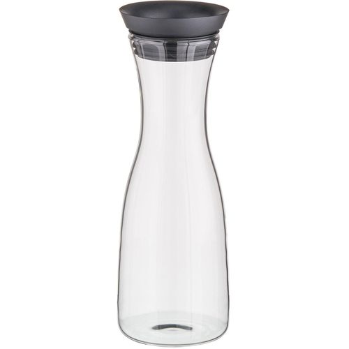 Karaffe APS, transparent, B:9,5cm H:29cm T:9,5cm Ø:9,5cm, Glas, Silikon, Karaffen, 1 Liter Fassungsvermögen