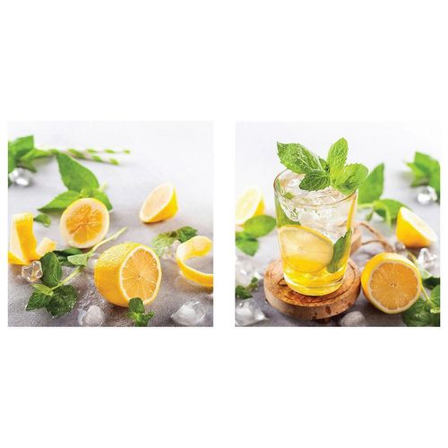 Euroart Glasbild , Mehrfarbig , Glas , 2-teilig , Essen & Trinken , rechteckig , 20x20 cm , Fotografie, einfache und schnelle Anbringung, glänzend ,