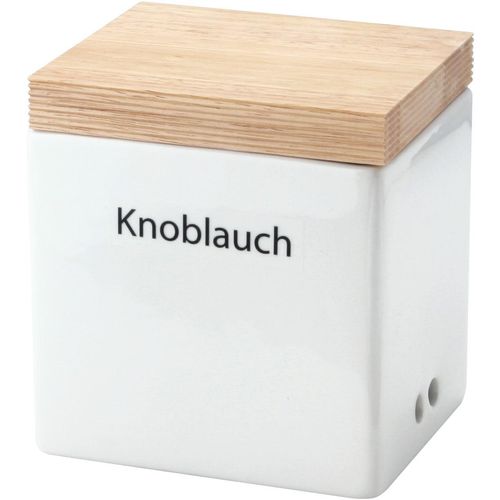 Vorratsdose CONTINENTA, weiß, B:12cm H:15,5cm L:14cm, Keramik, Holz, Lebensmittelaufbewahrungsbehälter, Handarbeit