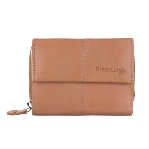 Geldbörse GREENLAND NATURE, rosa (flamingo), Leder, Baumwolle, unifarben, modisch, Kleinlederwaren, Reißverschlussbörse, Damenbörse, Portemonnaie