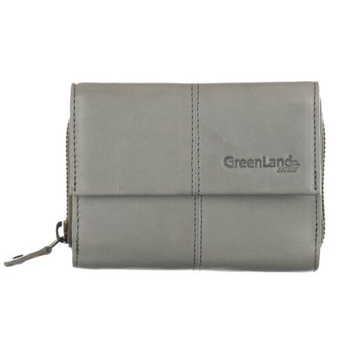 Geldbörse GREENLAND NATURE, blau (aqua), Leder, Baumwolle, unifarben, modisch, Kleinlederwaren, Reißverschlussbörse, Damenbörse, Portemonnaie