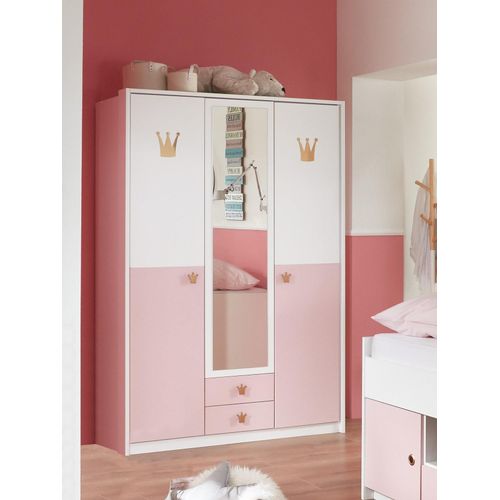 Drehtürenschrank WIMEX "Cindy2", rosa (weiß, rosé), B:139cm H:199cm T:58cm, Holzwerkstoff, Schränke, Drehtürenschrank