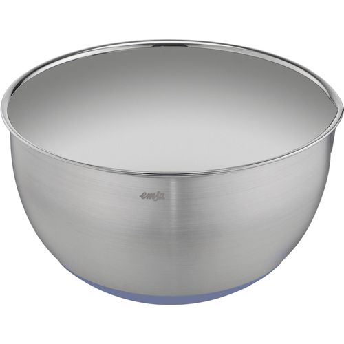 Rührschüssel EMSA "Emsa K32722 Prep&Bake Edelstahl-Rührschüssel 22 cm", blau (edelstahl, blau), H:13,1cm Ø:22cm, Edelstahl, Schüsseln, rutschfester Boden, Ausgießlippe für präzises Ausgießen