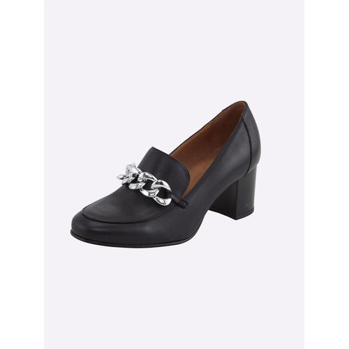 Pumps HEINE, Damen, Gr. 36, schwarz, Leder, Leder, modisch, Schuhe