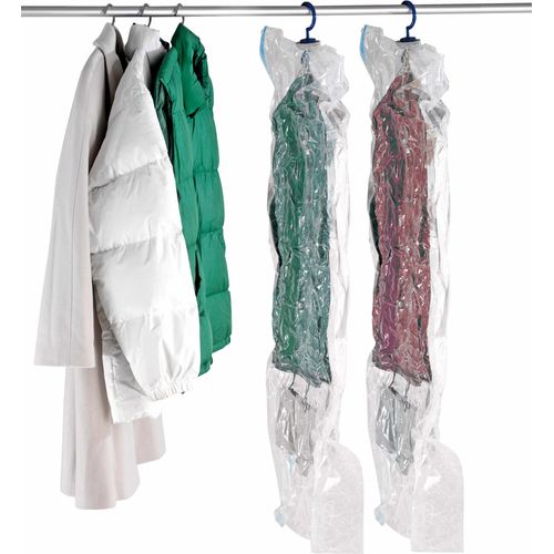 Kleidersack WENKO "Vakuum Größe L & XL", transparent, Kunststoff, Kleidersäcke, Vakuumbeutel für Kleidung, platzsparend im Kleiderschrank