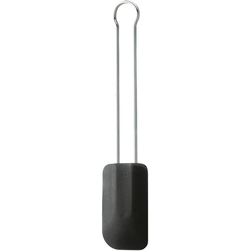 Teigschaber RÖSLE, silber (schwarz, silberfarben, länge 26 cm), B:4,9cm, Silikon, Küchenpaletten, Teigspachtel, Silikon, schwarz, Edelstahlgriff, spülmaschinengeeignet