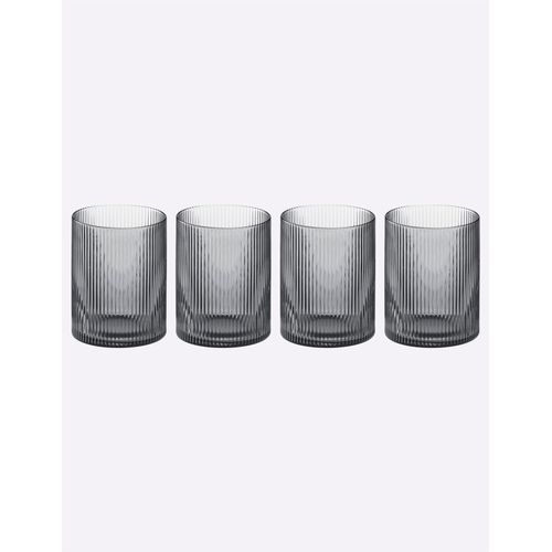Gläser-Set, grau (grau, grün), B:8cm H:10cm, Glas, Trinkgefäße