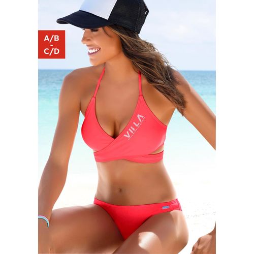 Triangel-Bikini VENICE BEACH, Damen, Gr. 42, Cup C/D, rot (coral), Polyamid, Bikini-Sets, mit Top zum Wickeln
