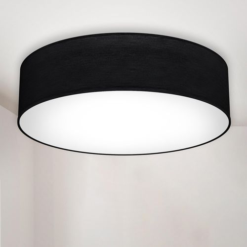 B.K.LICHT LED Deckenleuchte, schwarz (schwarz, weiß), H:10cm Ø:38cm, Lampen, Deckenlampe, Textil Lampenschirm, schwarz, Schlafzimmer, Wohnzimmer