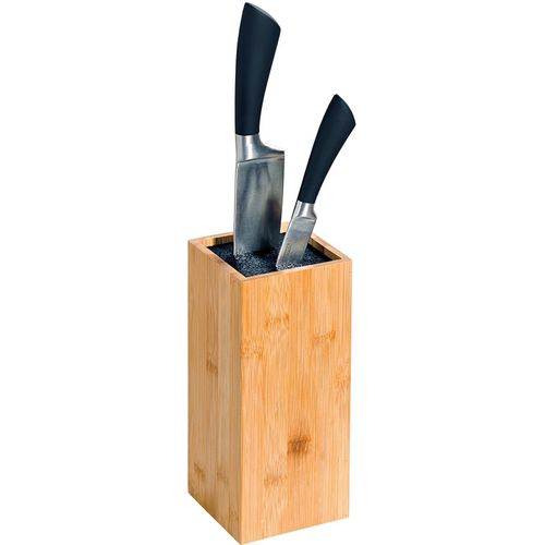 Messerblock KESPER, beige (natur), B:10cm H:23cm L:10cm, Messerblöcke, Messerblock, aus Bambus, unbestückt