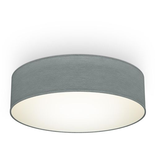 B.K.LICHT Deckenleuchte, grau, H:10,0cm Ø:38,0cm, Lampen, Deckenlampe, grau,Textil Lampenschirm, Wohnzimmer, Schlafzimmer, E27